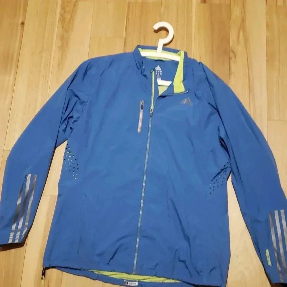 Adidas adistar refective full zip Funnel Neck jacket Blue Womens size XL
